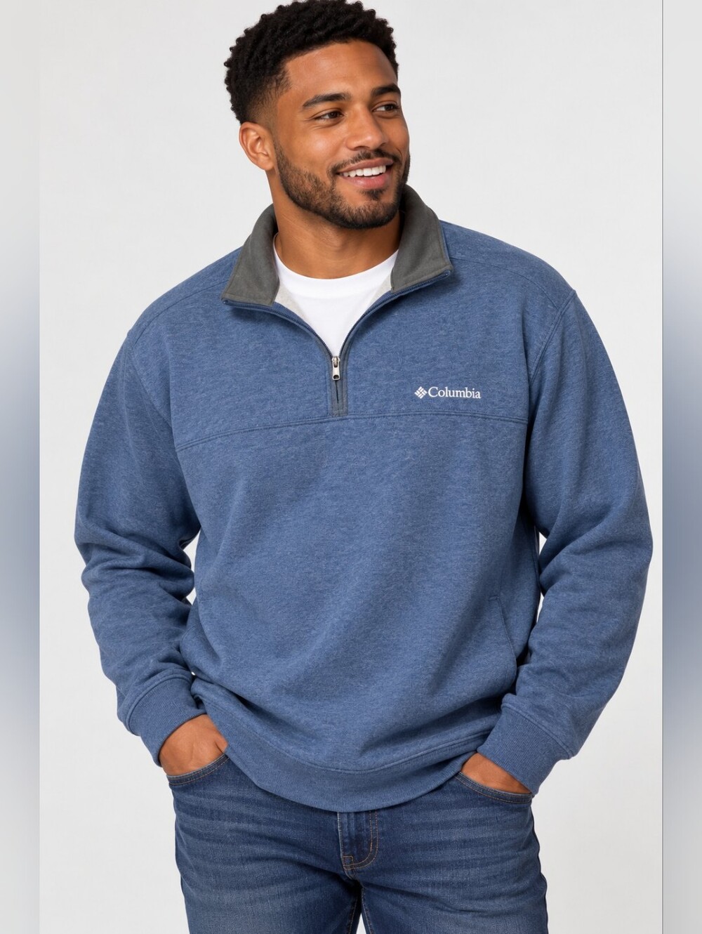 Columbia Hart Mountain II Half Zip Pullover Men’s XL Blue Heather NWT